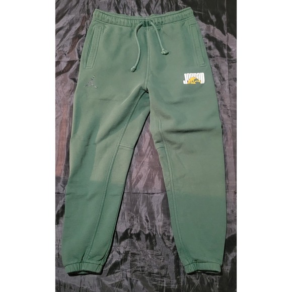 Nike Air Jordan Sweatpants‎ Mens Medium Green Jump Man Logo Warmup Jogger EUC - Picture 1 of 12